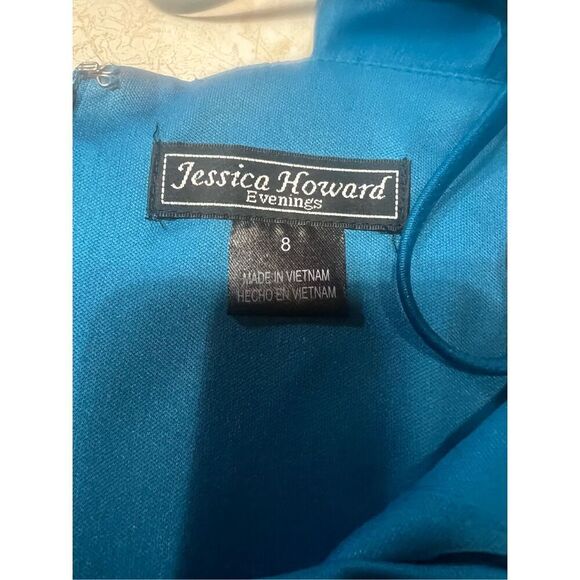 Jessica Howard  Evening One Shoulder/appliqué Dress Sz 8 Blues NWT - Picture 3 of 8